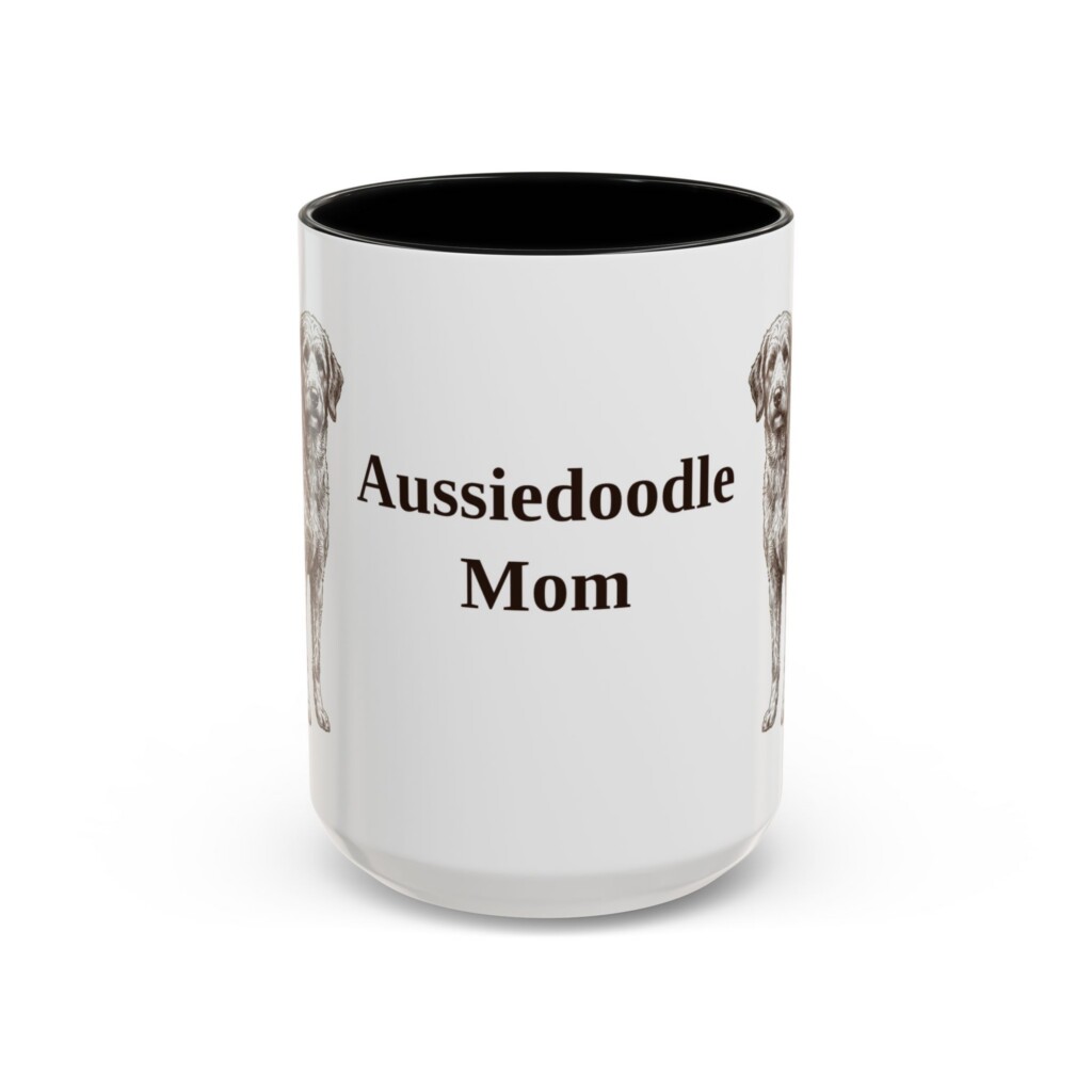 15oz Aussiedoodle Dog Mom Mug, Vintage Sketch Coffee Mug, Dog Mom Gift