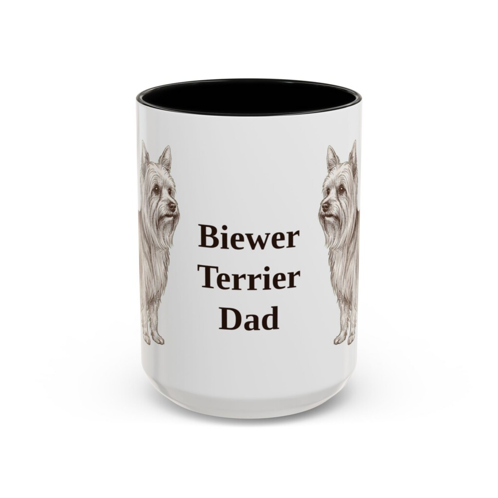 15oz Biewer Terrier Dog Dad Mug, Vintage Sketch Coffee Mug, Dog Dad Gift
