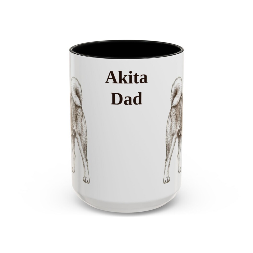 15oz Akita Dog Dad Mug, Vintage Sketch Coffee Mug, Dog Dad Gift