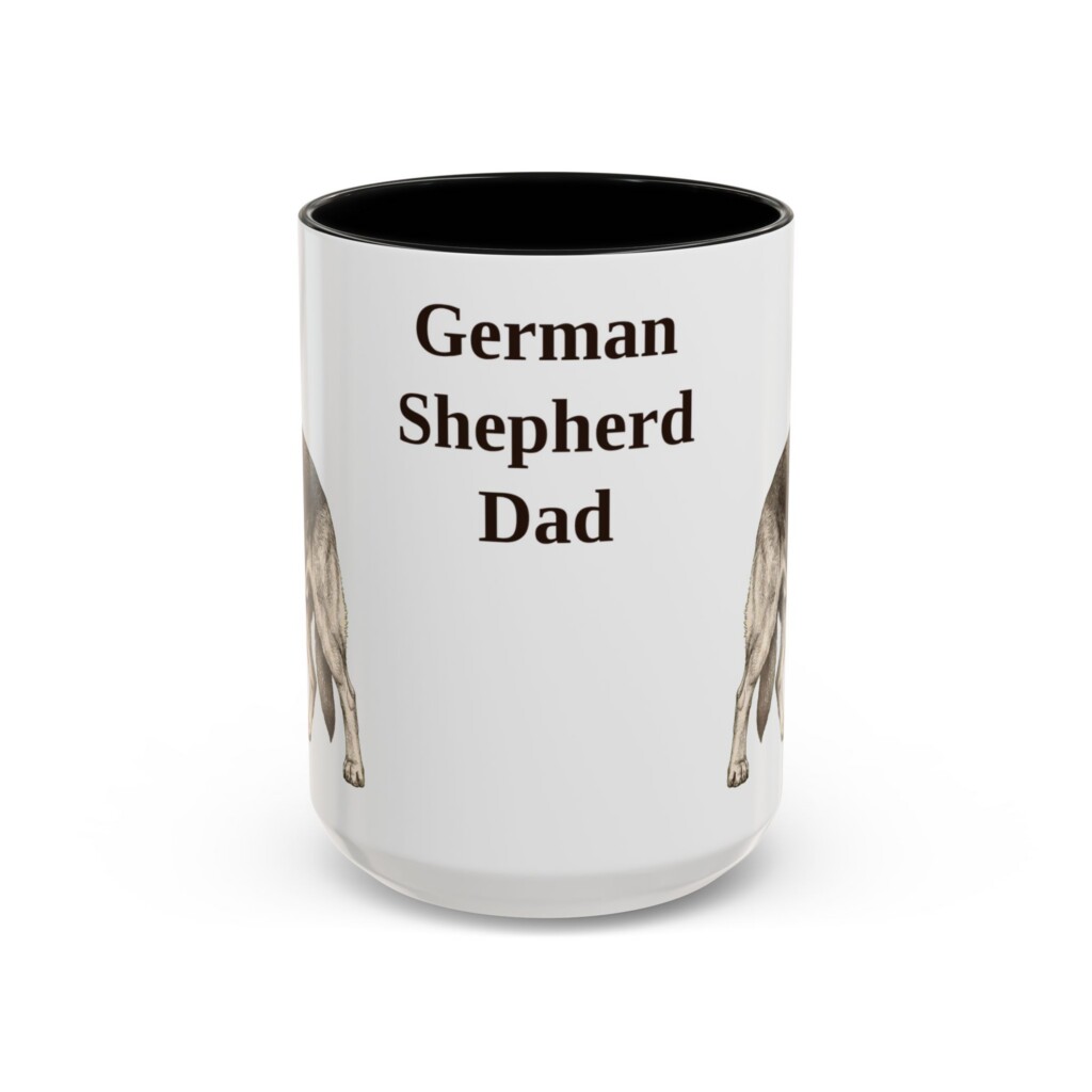 15oz German Shepherd Dog Dad Mug, Vintage Sketch Coffee Mug, Dog Dad Gift