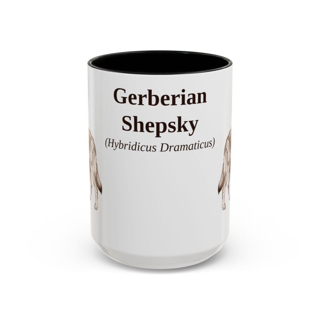 15oz Gerberian Shepsky Latin Mug, Vintage Dog Coffee Mug, Dog Lover Gift