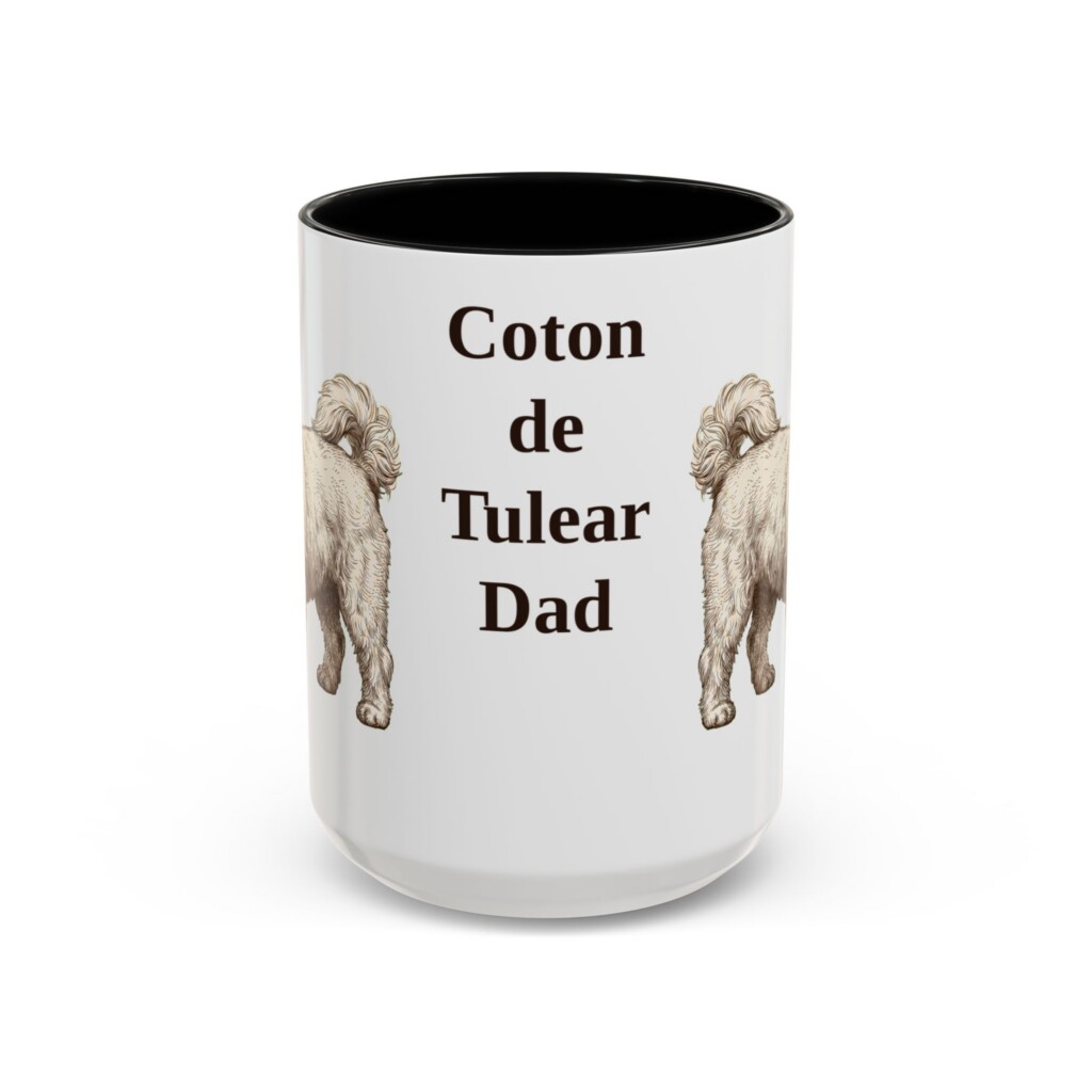 15oz Coton de Tulear Dog Dad Mug, Vintage Sketch Coffee Mug, Dog Dad Gift