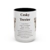 15oz Cesky Terrier Mug, Illustrated Dog Breed Facts Coffee Mug, Vintage Dog Keepsake Gift
