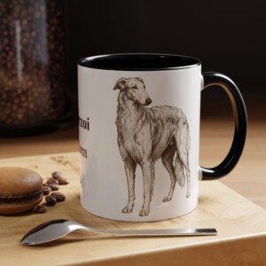 11oz Borzoi Dog Mom Mug, Vintage Sketch Coffee Mug, Dog Mom Gift