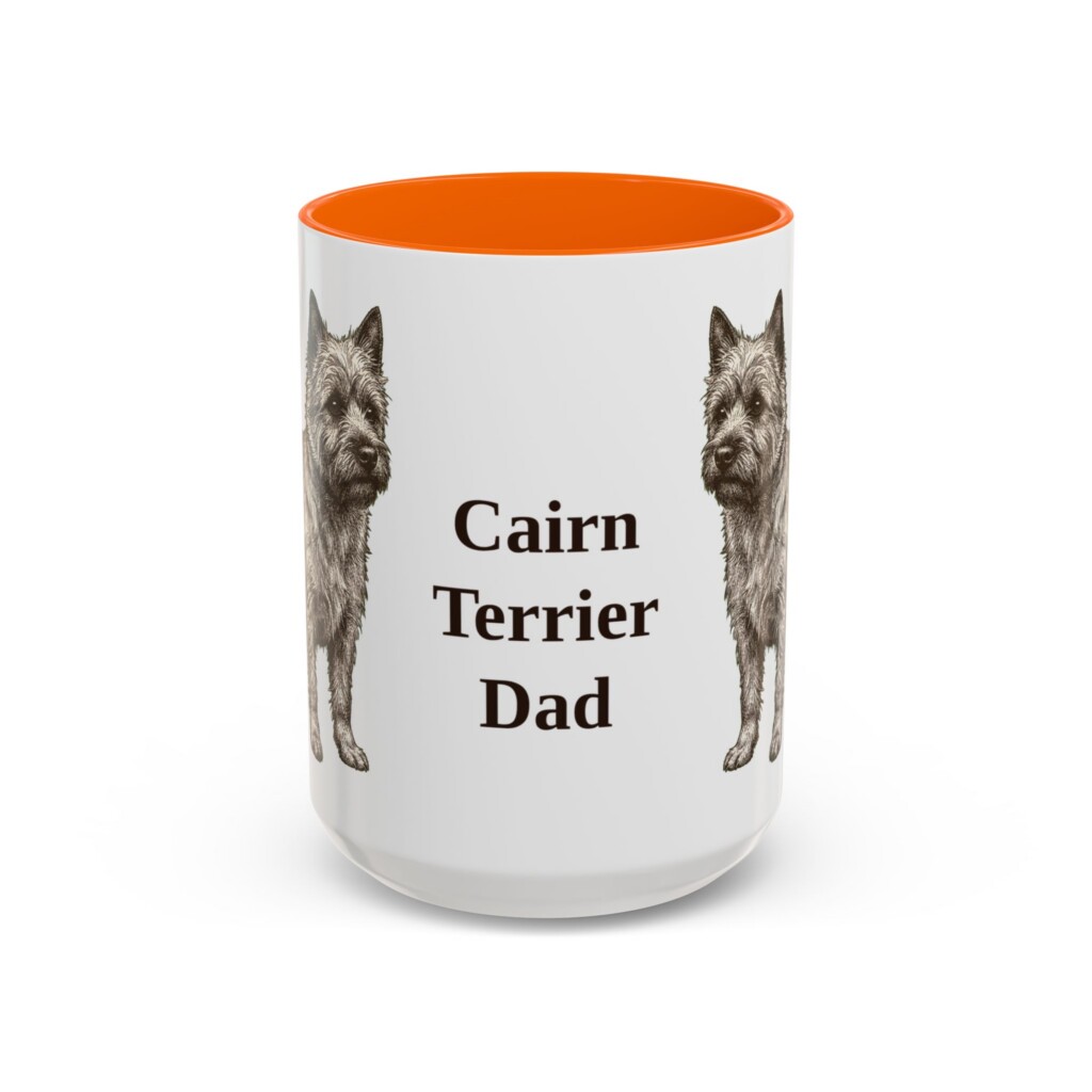 15oz Cairn Terrier Dog Dad Mug, Vintage Sketch Coffee Mug, Dog Dad Gift