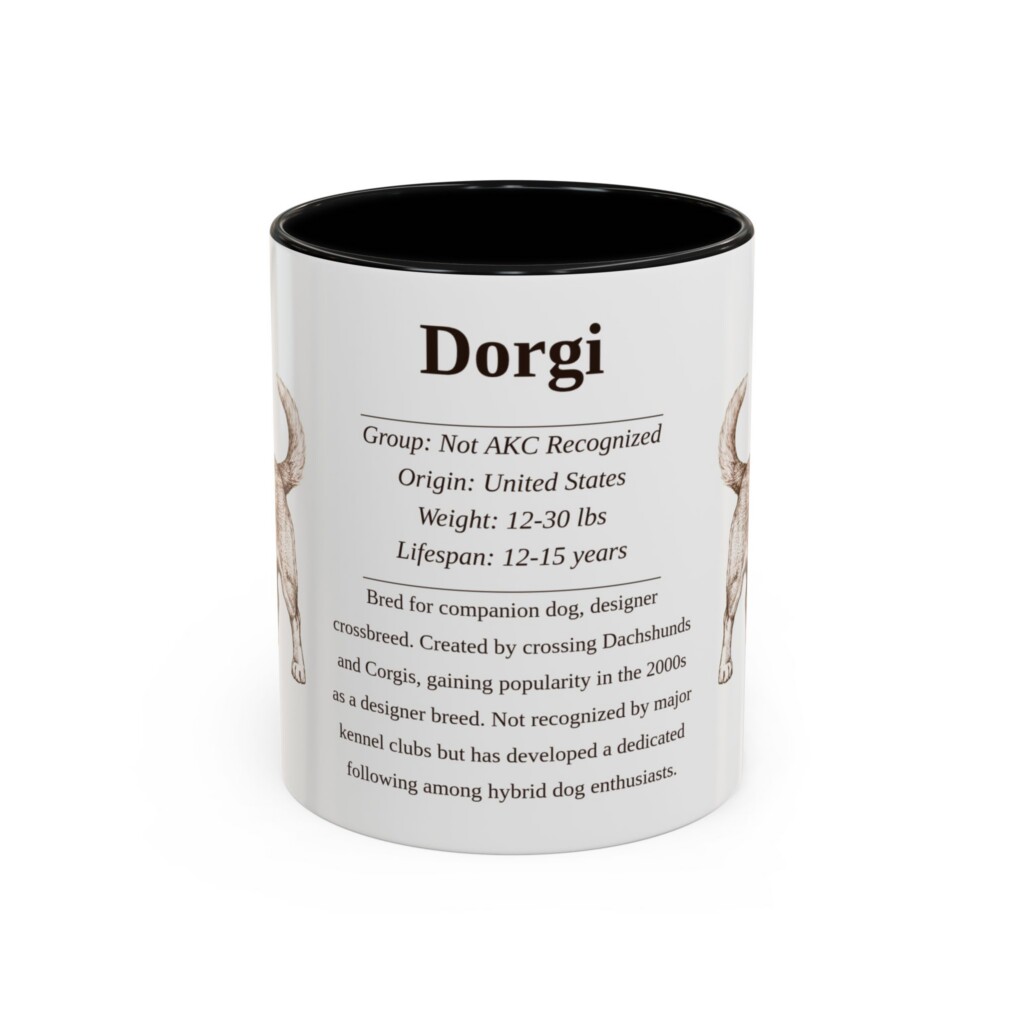 11oz Dorgi Mug, Illustrated Dog Breed Facts Coffee Mug, Vintage Dog Keepsake Gift