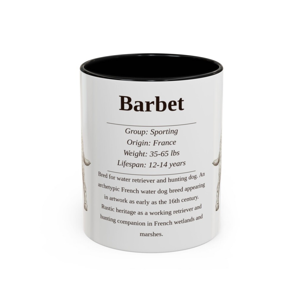 11oz Barbet Mug, Illustrated Dog Breed Facts Coffee Mug, Vintage Dog Keepsake Gift