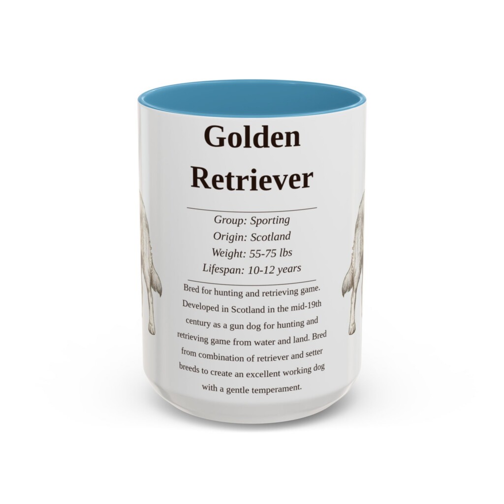 5464743420905500054_2048.jpeg 15oz Golden Retriever Mug, Illustrated Dog Breed Facts Coffee Mug, Vintage Dog Keepsake Gift