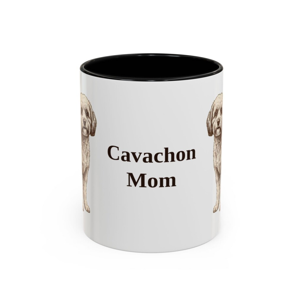 11oz Cavachon Dog Mom Mug, Vintage Sketch Coffee Mug, Dog Mom Gift