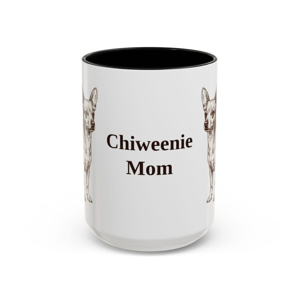 15oz Chiweenie Dog Mom Mug, Vintage Sketch Coffee Mug, Dog Mom Gift