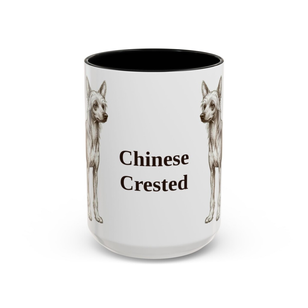 15oz Chinese Crested Mug, Vintage Dog Portrait Coffee Mug, Dog Lover Gift