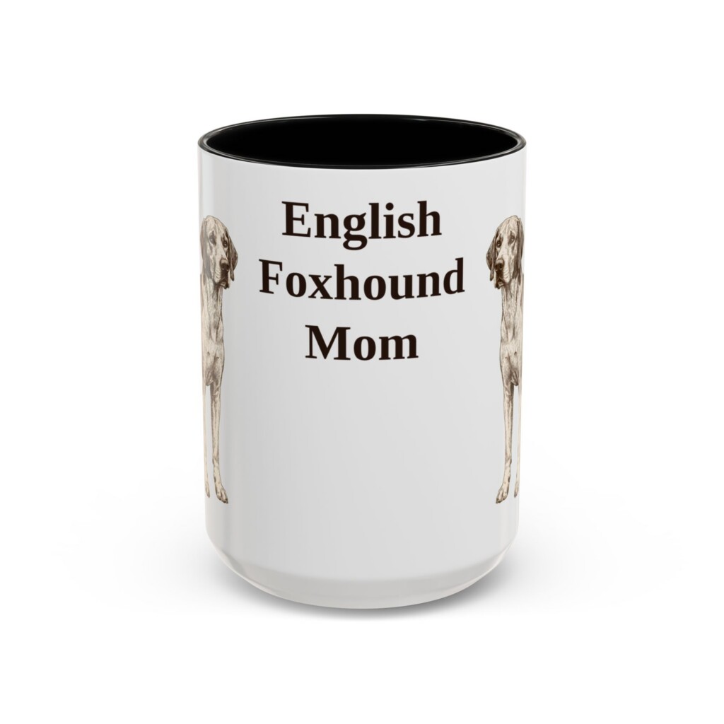 15oz English Foxhound Dog Mom Mug, Vintage Sketch Coffee Mug, Dog Mom Gift