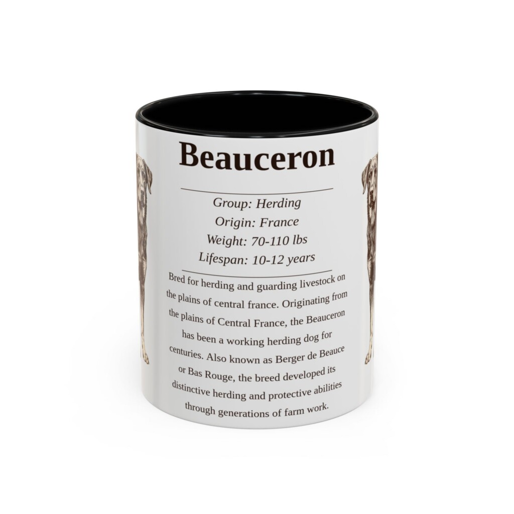 11oz Beauceron Mug, Illustrated Dog Breed Facts Coffee Mug, Vintage Dog Keepsake Gift