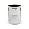 15oz Beagle Mug, Illustrated Dog Breed Facts Coffee Mug, Vintage Dog Keepsake Gift