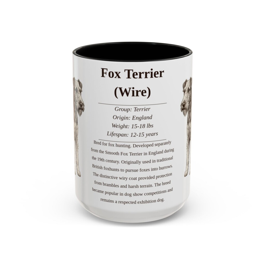 593910791005407335_2048.jpeg 15oz Fox Terrier (Wire) Mug, Illustrated Dog Breed Facts Coffee Mug, Vintage Dog Keepsake Gift