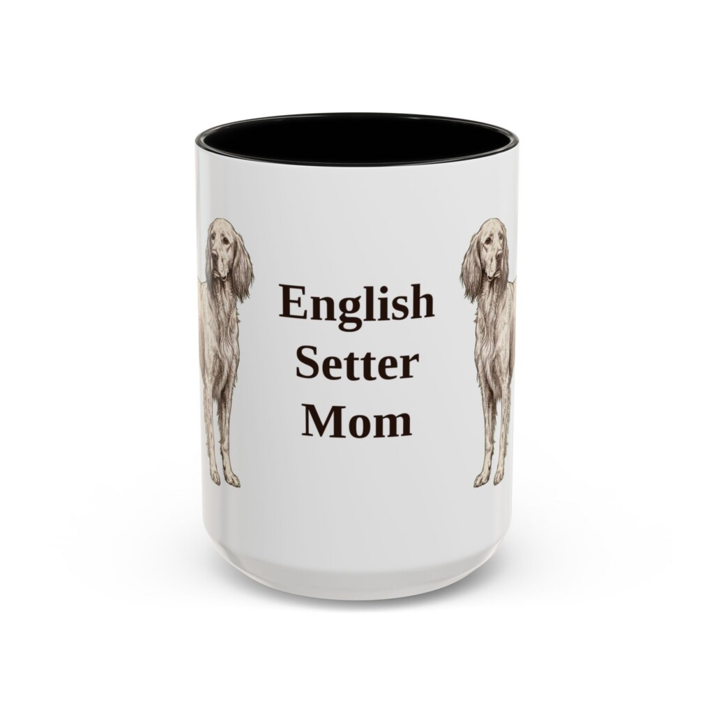 15oz English Setter Dog Mom Mug, Vintage Sketch Coffee Mug, Dog Mom Gift