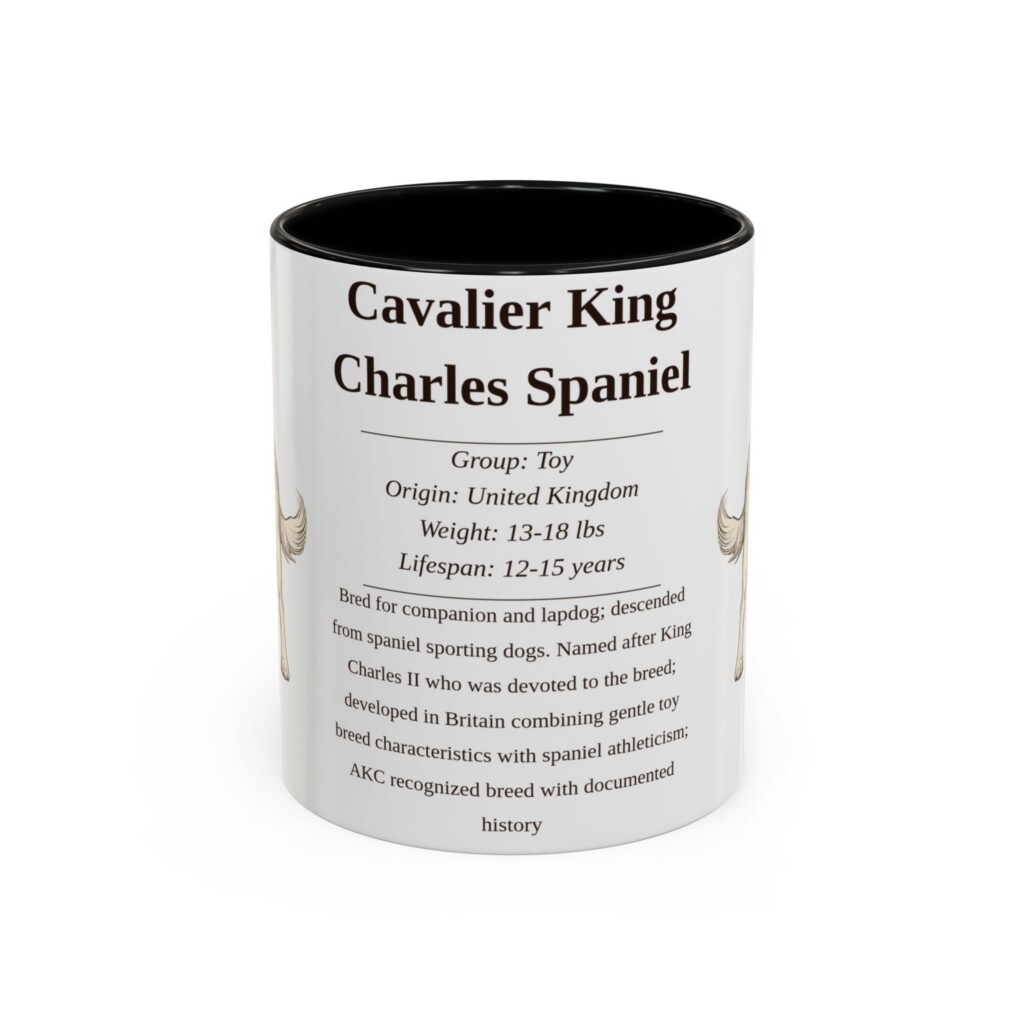 11oz Cavalier King Charles Spaniel Mug, Illustrated Dog Breed Facts Coffee Mug, Vintage Dog Keepsake Gift