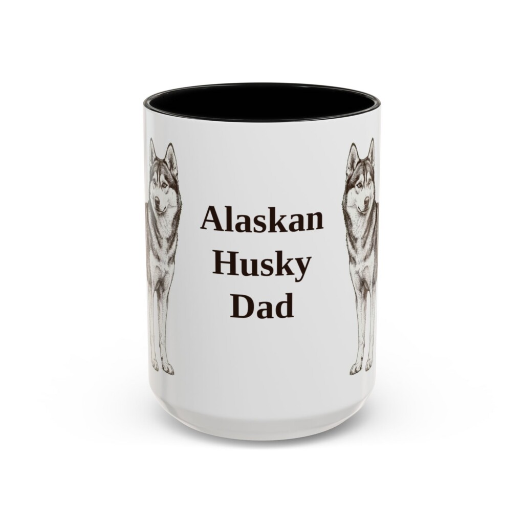 15oz Alaskan Husky Dog Dad Mug, Vintage Sketch Coffee Mug, Dog Dad Gift