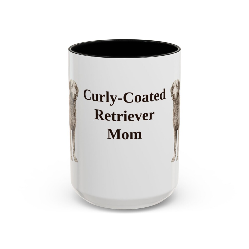 15oz Curly-Coated Retriever Dog Mom Mug, Vintage Sketch Coffee Mug, Dog Mom Gift