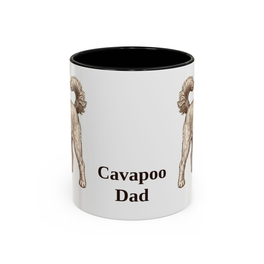 11oz Cavapoo Dog Dad Mug, Vintage Sketch Coffee Mug, Dog Dad Gift