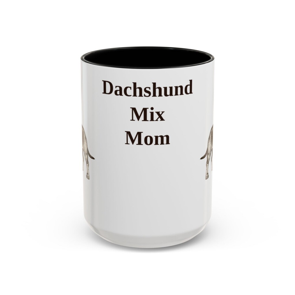 15oz Dachshund Mix Dog Mom Mug, Vintage Sketch Coffee Mug, Dog Mom Gift