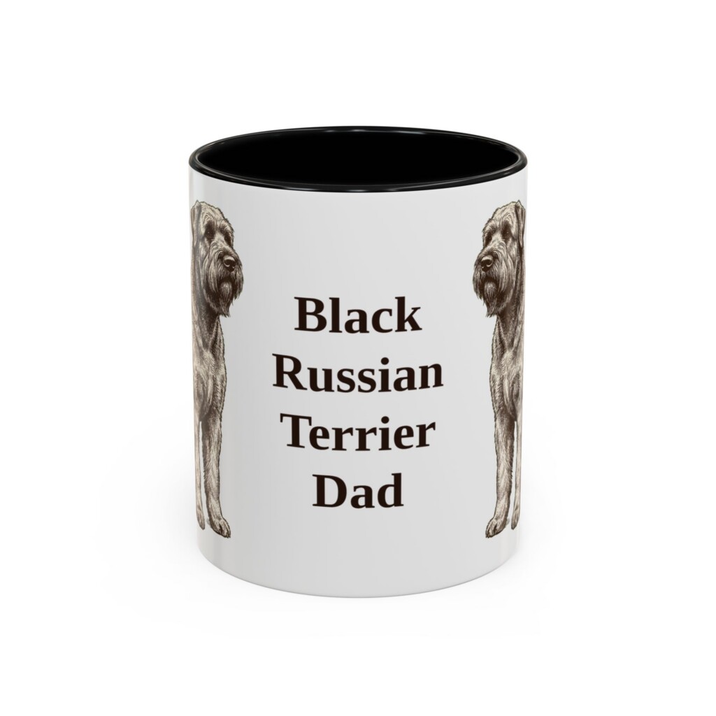 11oz Black Russian Terrier Dog Dad Mug, Vintage Sketch Coffee Mug, Dog Dad Gift
