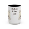 15oz Bichon Frise Dog Dad Mug, Vintage Sketch Coffee Mug, Dog Dad Gift