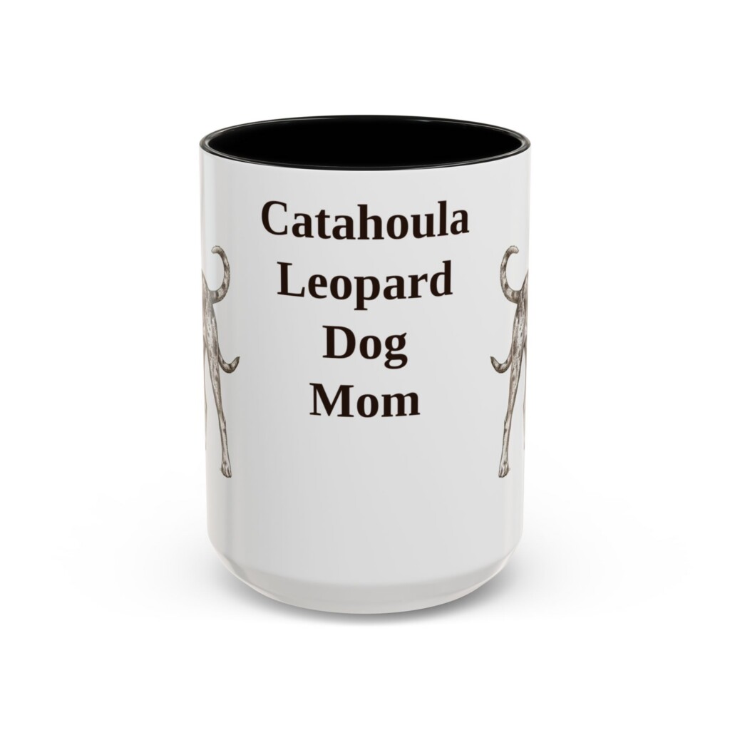 15oz Catahoula Leopard Dog Dog Mom Mug, Vintage Sketch Coffee Mug, Dog Mom Gift