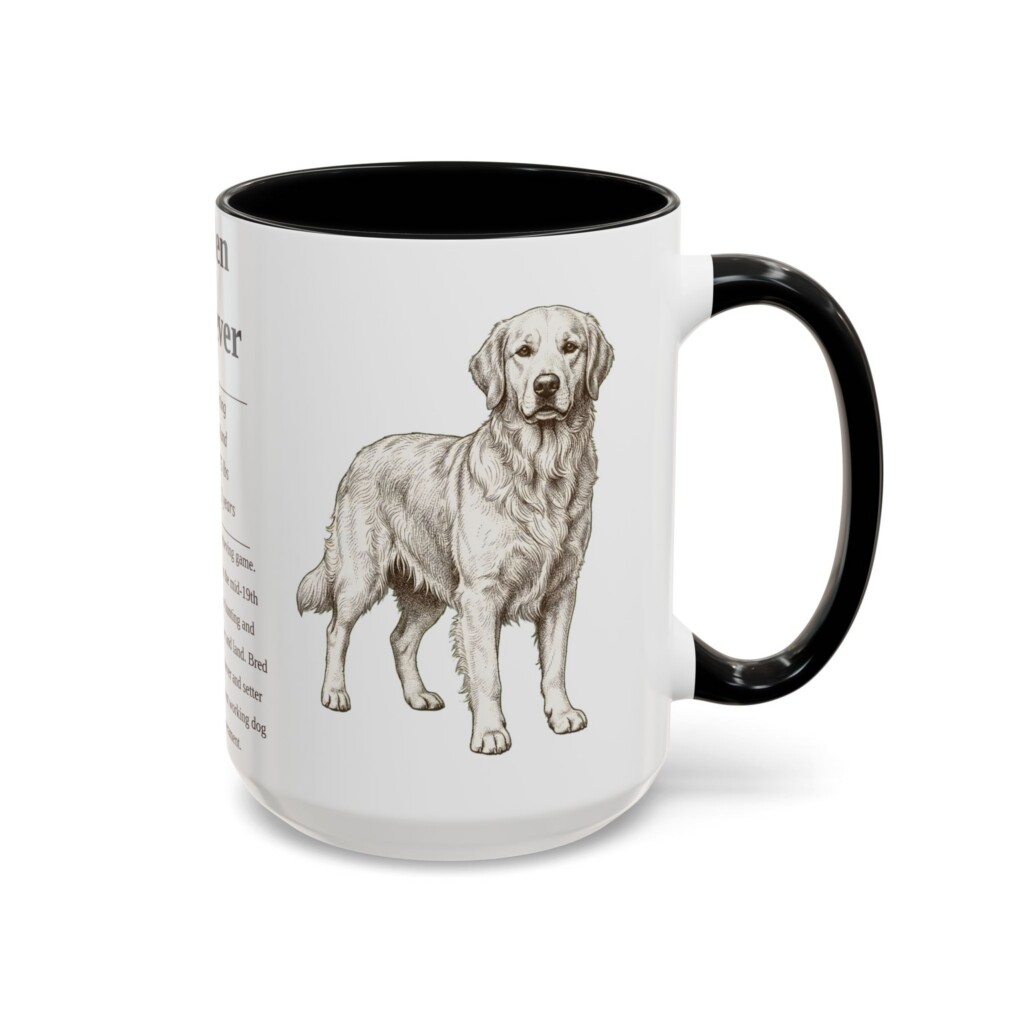 6555562163600508295_2048.jpeg 15oz Golden Retriever Mug, Illustrated Dog Breed Facts Coffee Mug, Vintage Dog Keepsake Gift