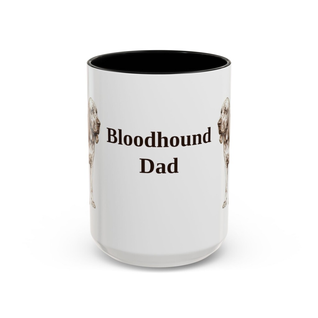 15oz Bloodhound Dog Dad Mug, Vintage Sketch Coffee Mug, Dog Dad Gift