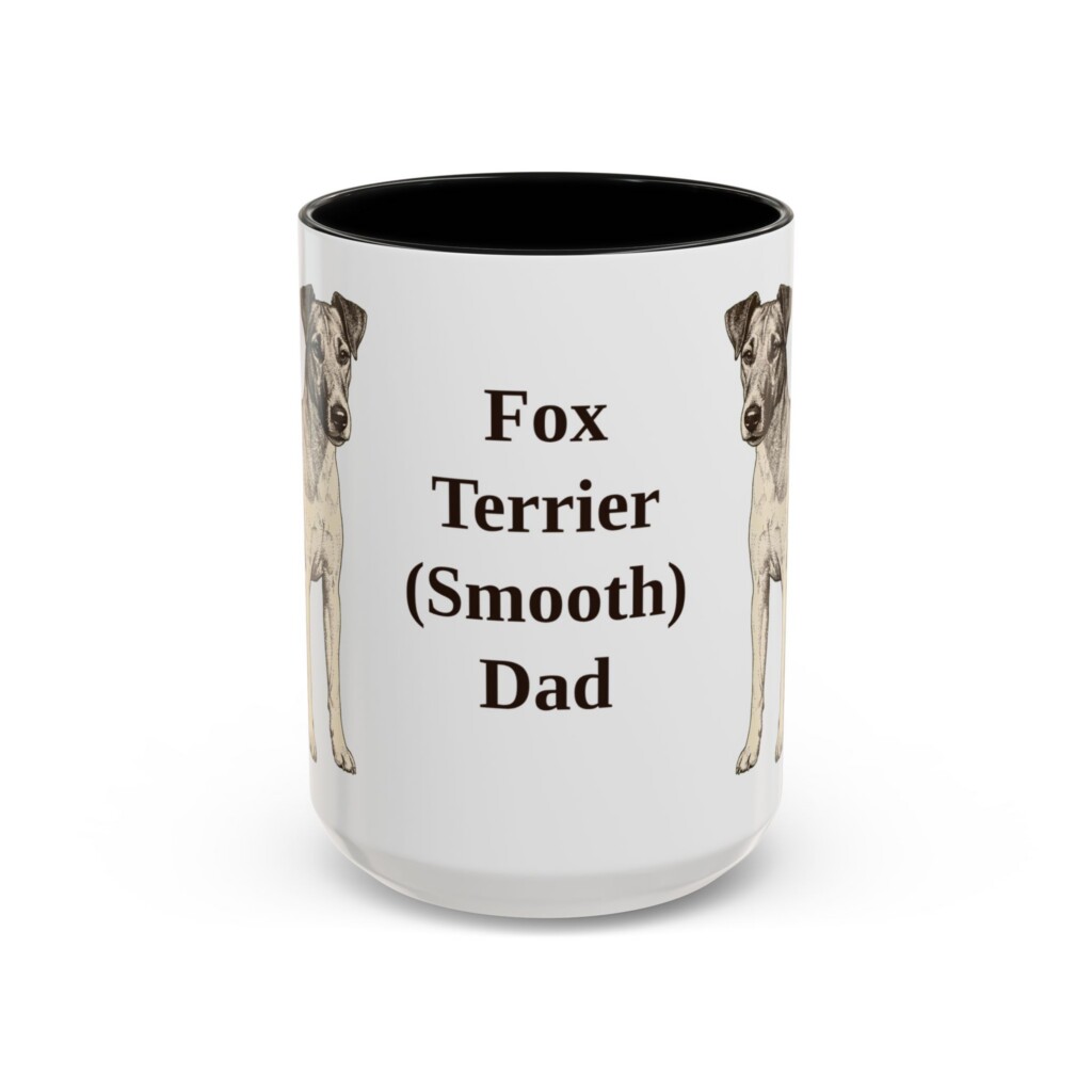 15oz Fox Terrier (Smooth) Dog Dad Mug, Vintage Sketch Coffee Mug, Dog Dad Gift