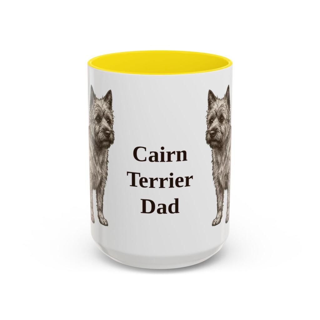 15oz Cairn Terrier Dog Dad Mug, Vintage Sketch Coffee Mug, Dog Dad Gift