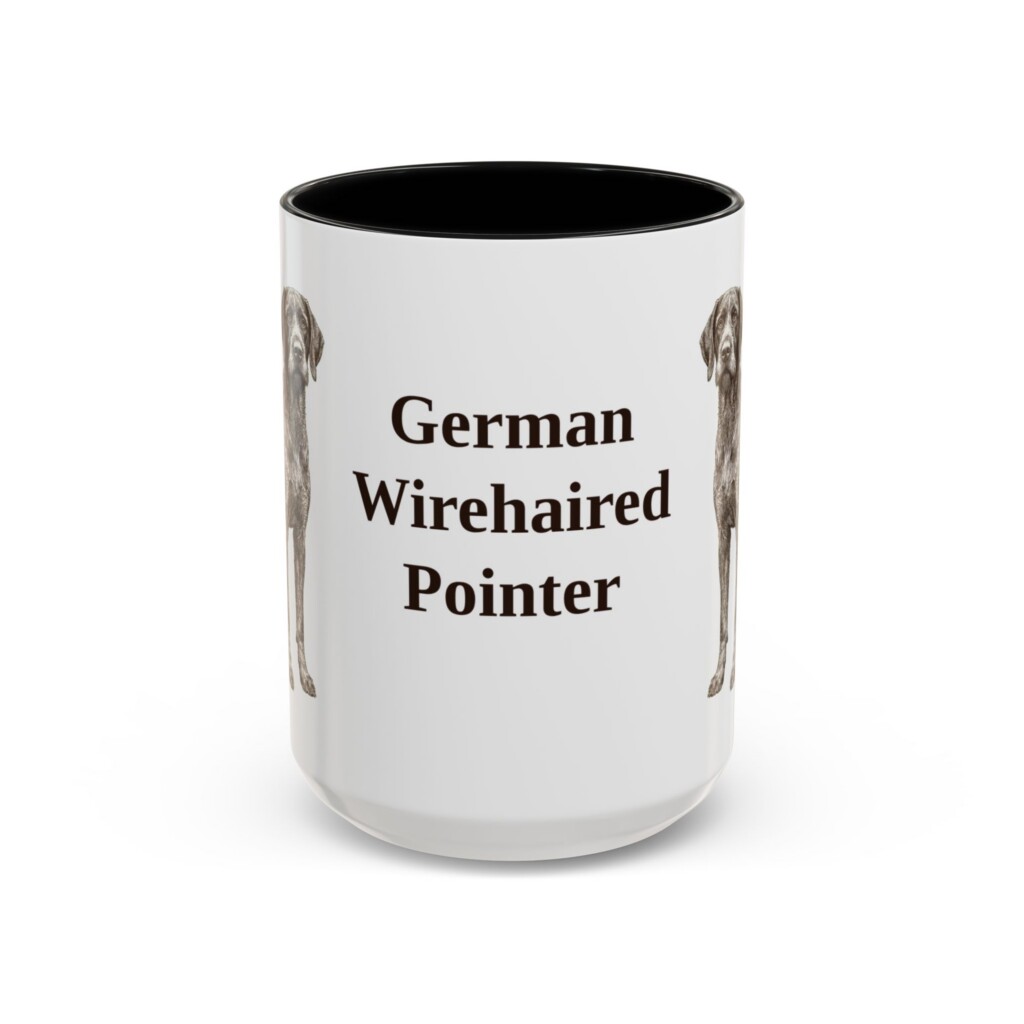15oz German Wirehaired Pointer Mug, Vintage Dog Portrait Coffee Mug, Dog Lover Gift