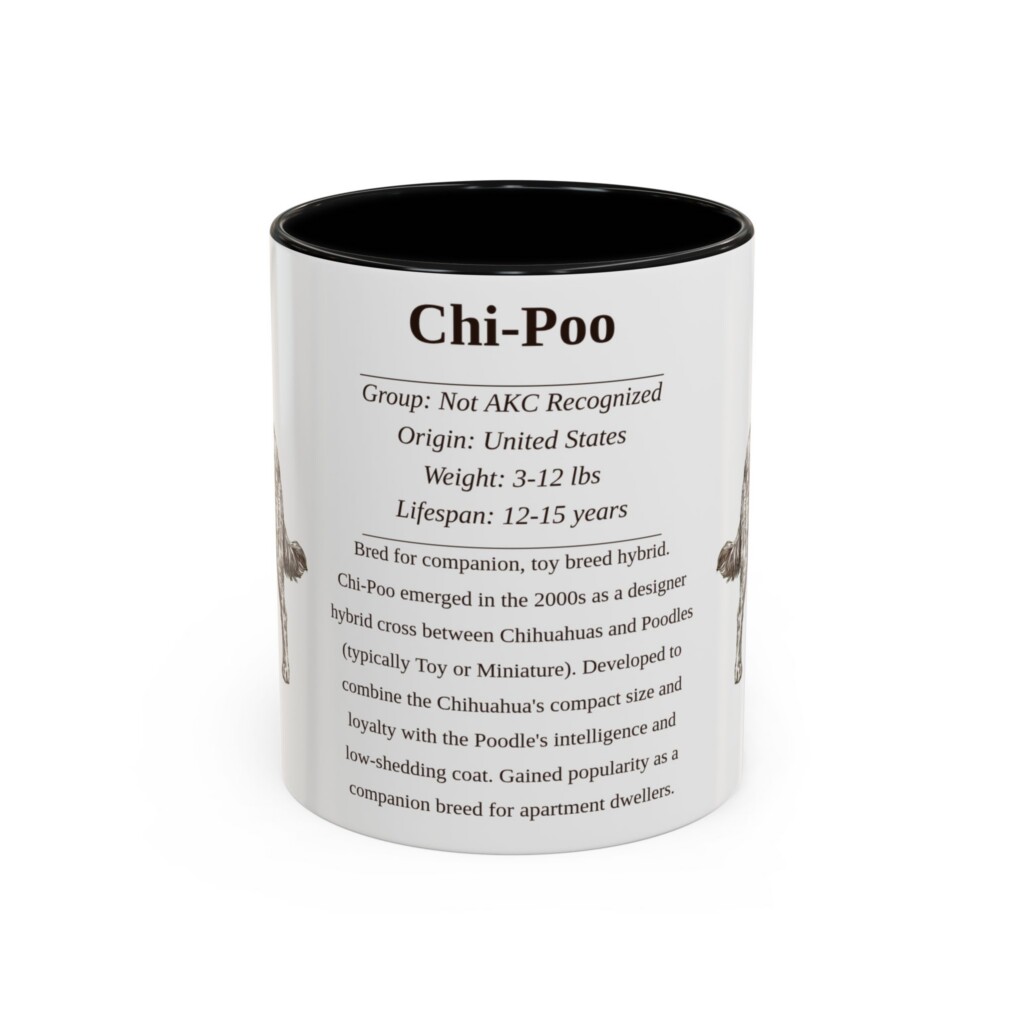 11oz Chi-Poo Mug, Illustrated Dog Breed Facts Coffee Mug, Vintage Dog Keepsake Gift