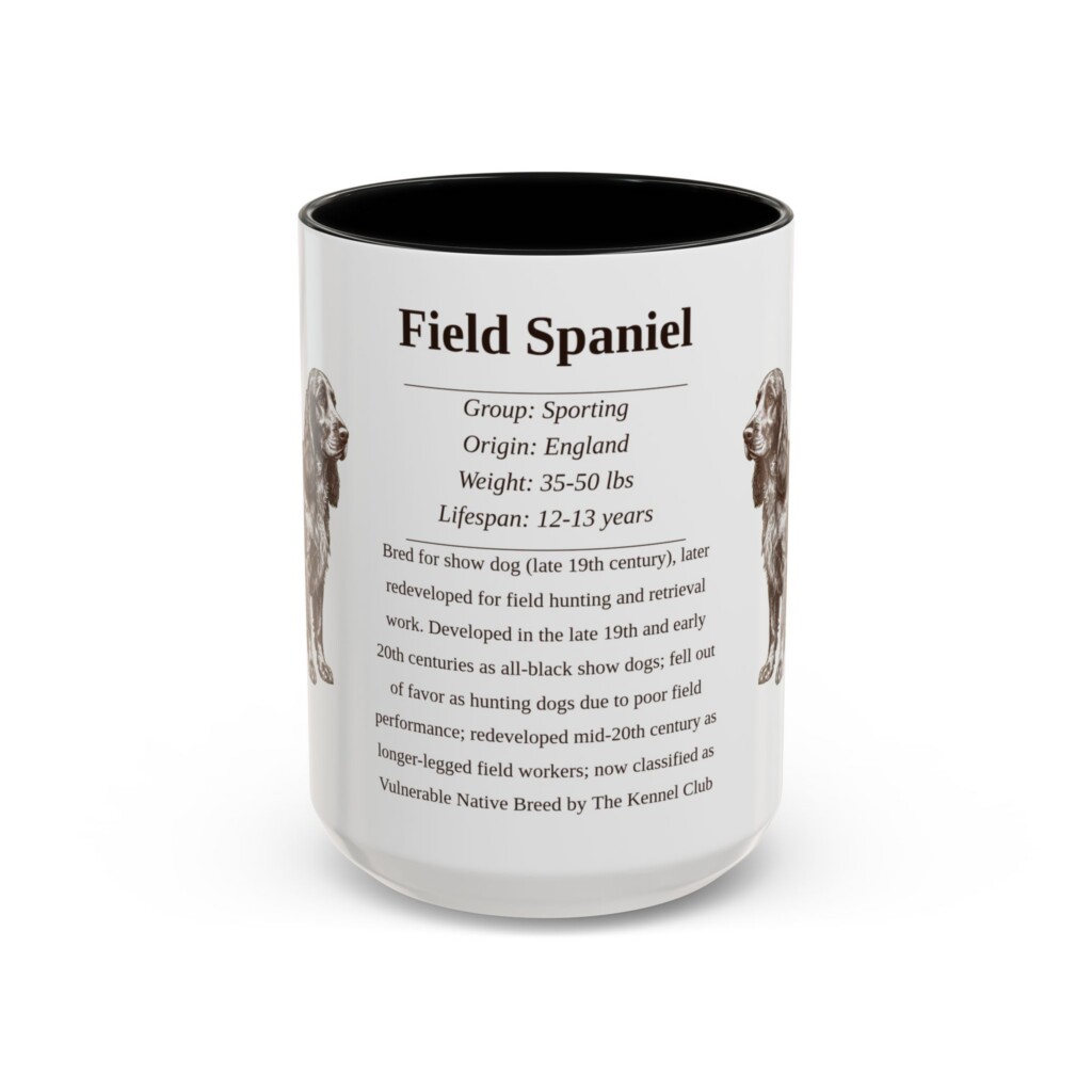 6989649372686306143_2048.jpeg 15oz Field Spaniel Mug, Illustrated Dog Breed Facts Coffee Mug, Vintage Dog Keepsake Gift