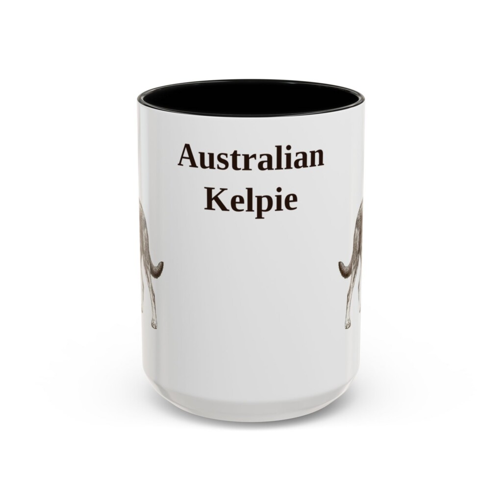 15oz Australian Kelpie Mug, Vintage Dog Portrait Coffee Mug, Dog Lover Gift