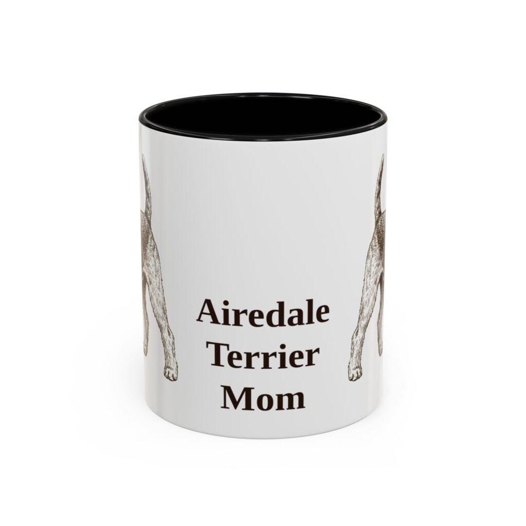 11oz Airedale Terrier Dog Mom Mug, Vintage Sketch Coffee Mug, Dog Mom Gift