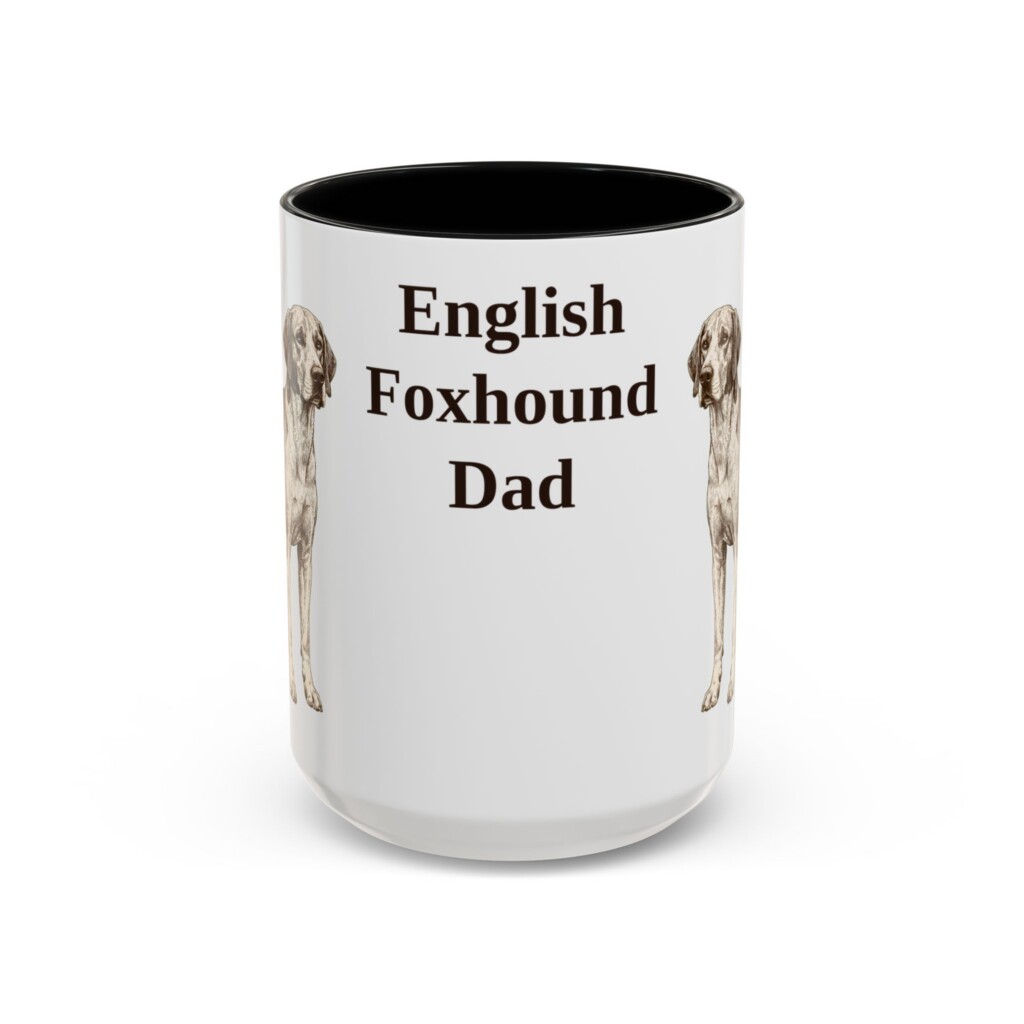 7253903401764363421_2048.jpeg 15oz English Foxhound Dog Dad Mug, Vintage Sketch Coffee Mug, Dog Dad Gift