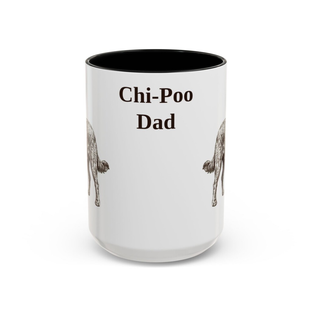 15oz Chi-Poo Dog Dad Mug, Vintage Sketch Coffee Mug, Dog Dad Gift