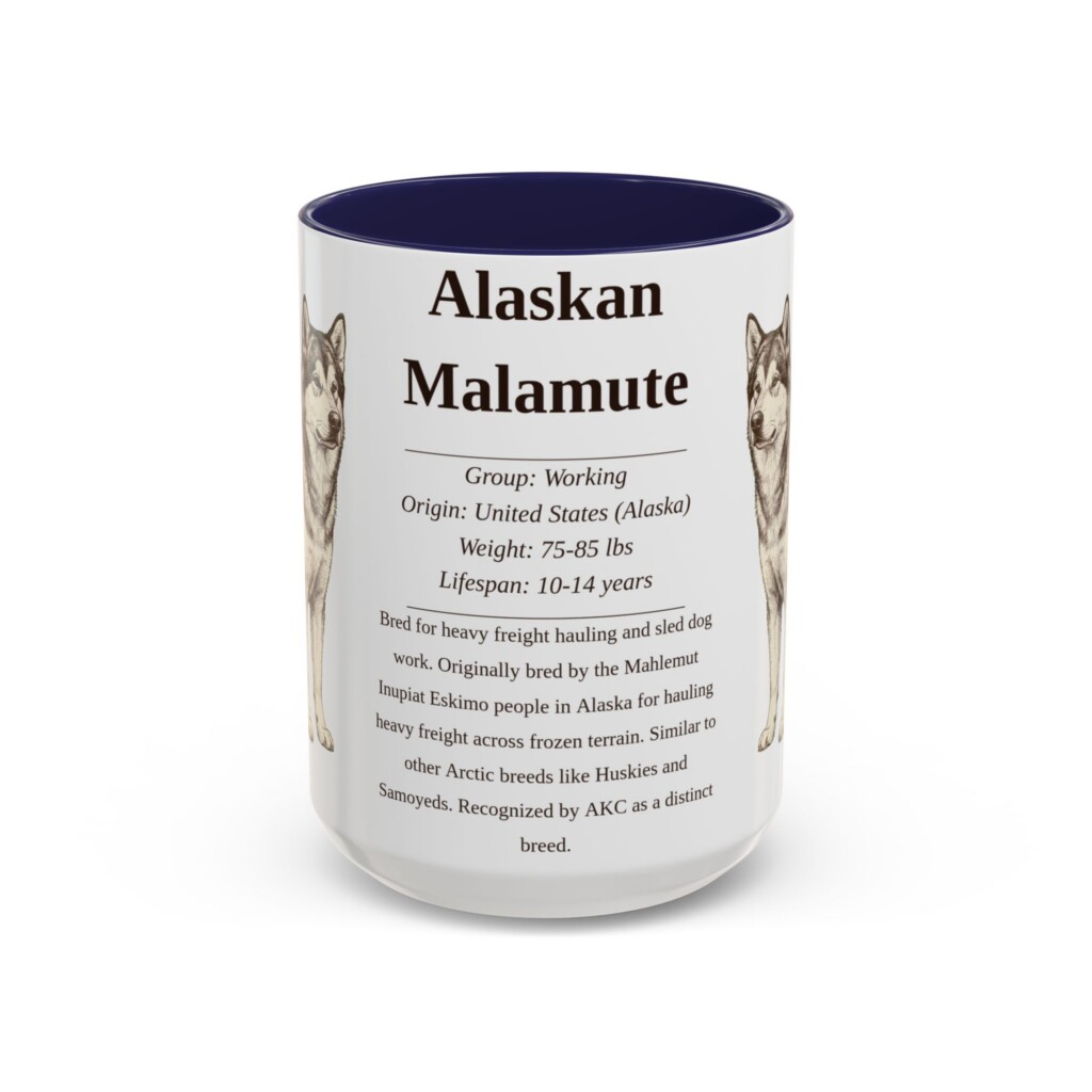 7411602723730193415_2048.jpeg 15oz Alaskan Malamute Mug, Illustrated Dog Breed Facts Coffee Mug, Vintage Dog Keepsake Gift