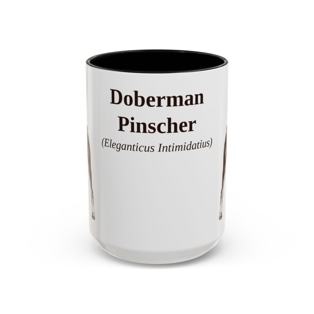15oz Doberman Pinscher Latin Mug, Vintage Dog Coffee Mug, Dog Lover Gift