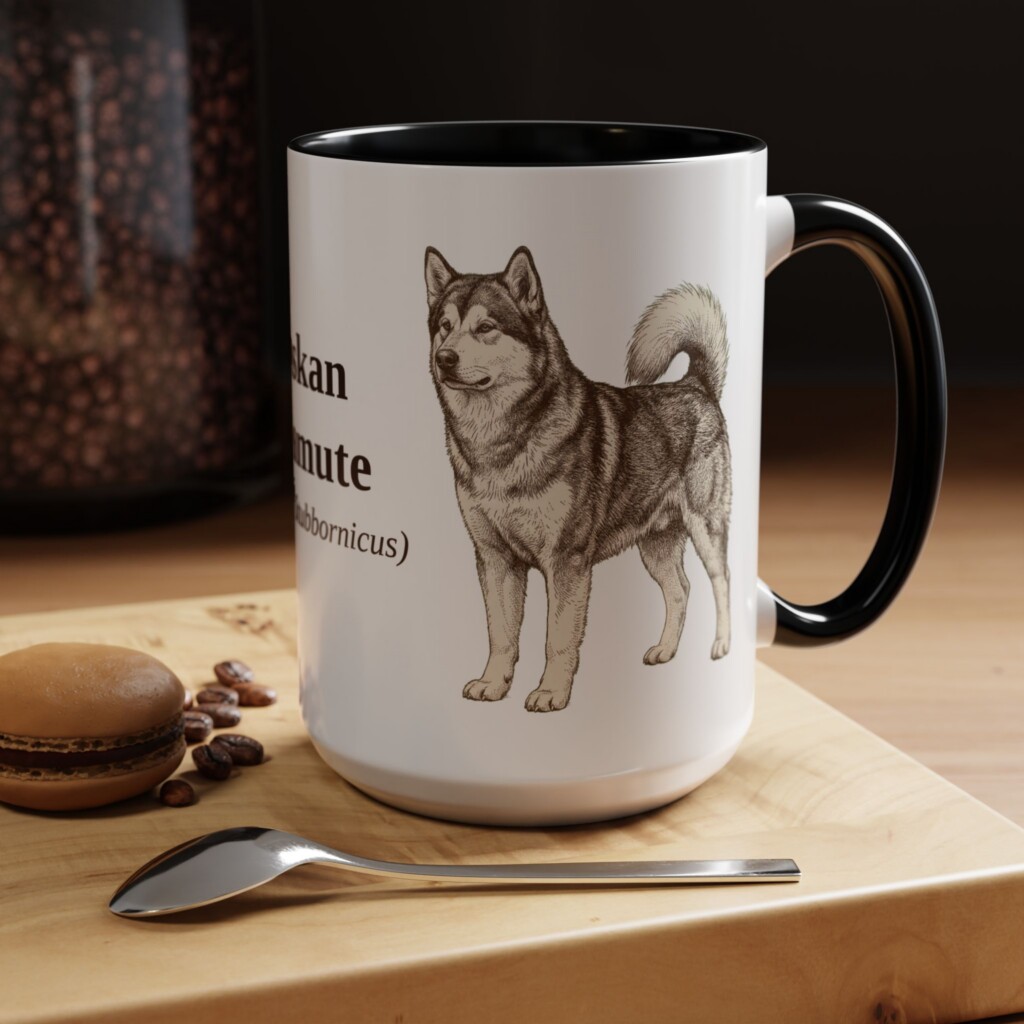 7563667474455439002_2048.jpeg 15oz Alaskan Malamute Latin Mug, Vintage Dog Coffee Mug, Dog Lover Gift