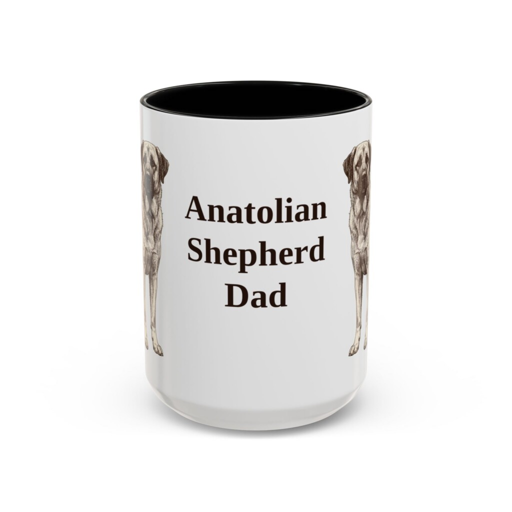 15oz Anatolian Shepherd Dog Dad Mug, Vintage Sketch Coffee Mug, Dog Dad Gift