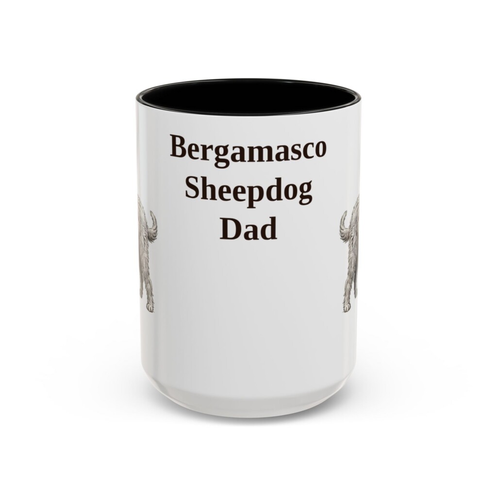 15oz Bergamasco Sheepdog Dog Dad Mug, Vintage Sketch Coffee Mug, Dog Dad Gift