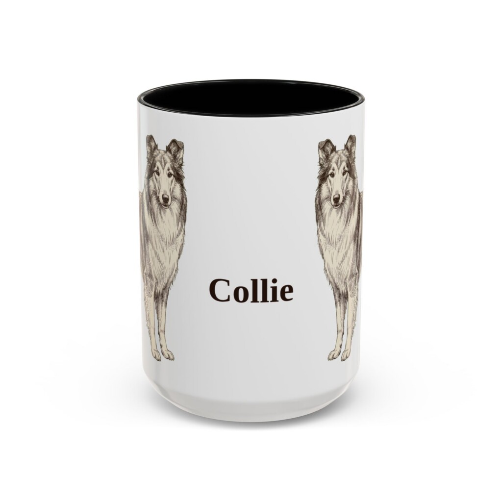 15oz Collie Mug, Vintage Dog Portrait Coffee Mug, Dog Lover Gift