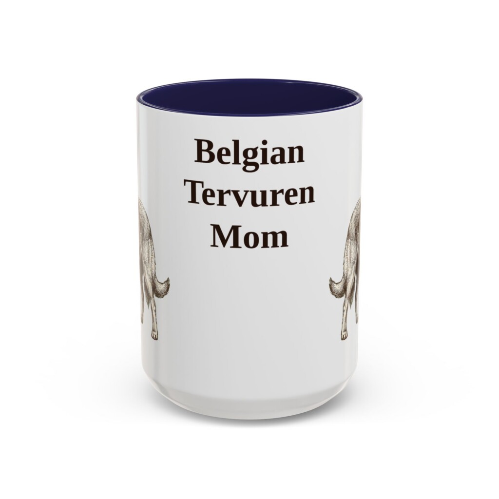 15oz Belgian Tervuren Dog Mom Mug, Vintage Sketch Coffee Mug, Dog Mom Gift