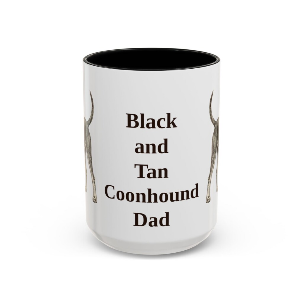 15oz Black and Tan Coonhound Dog Dad Mug, Vintage Sketch Coffee Mug, Dog Dad Gift
