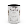 15oz Cardigan Welsh Corgi Mug, Illustrated Dog Breed Facts Coffee Mug, Vintage Dog Keepsake Gift