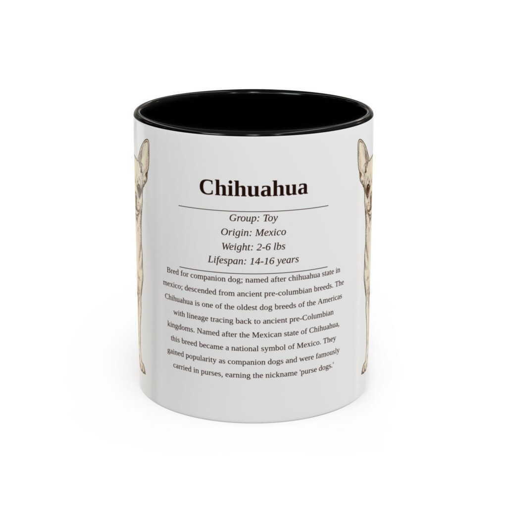 8498810940772652919_2048.jpeg 11oz Chihuahua Mug, Illustrated Dog Breed Facts Coffee Mug, Vintage Dog Keepsake Gift