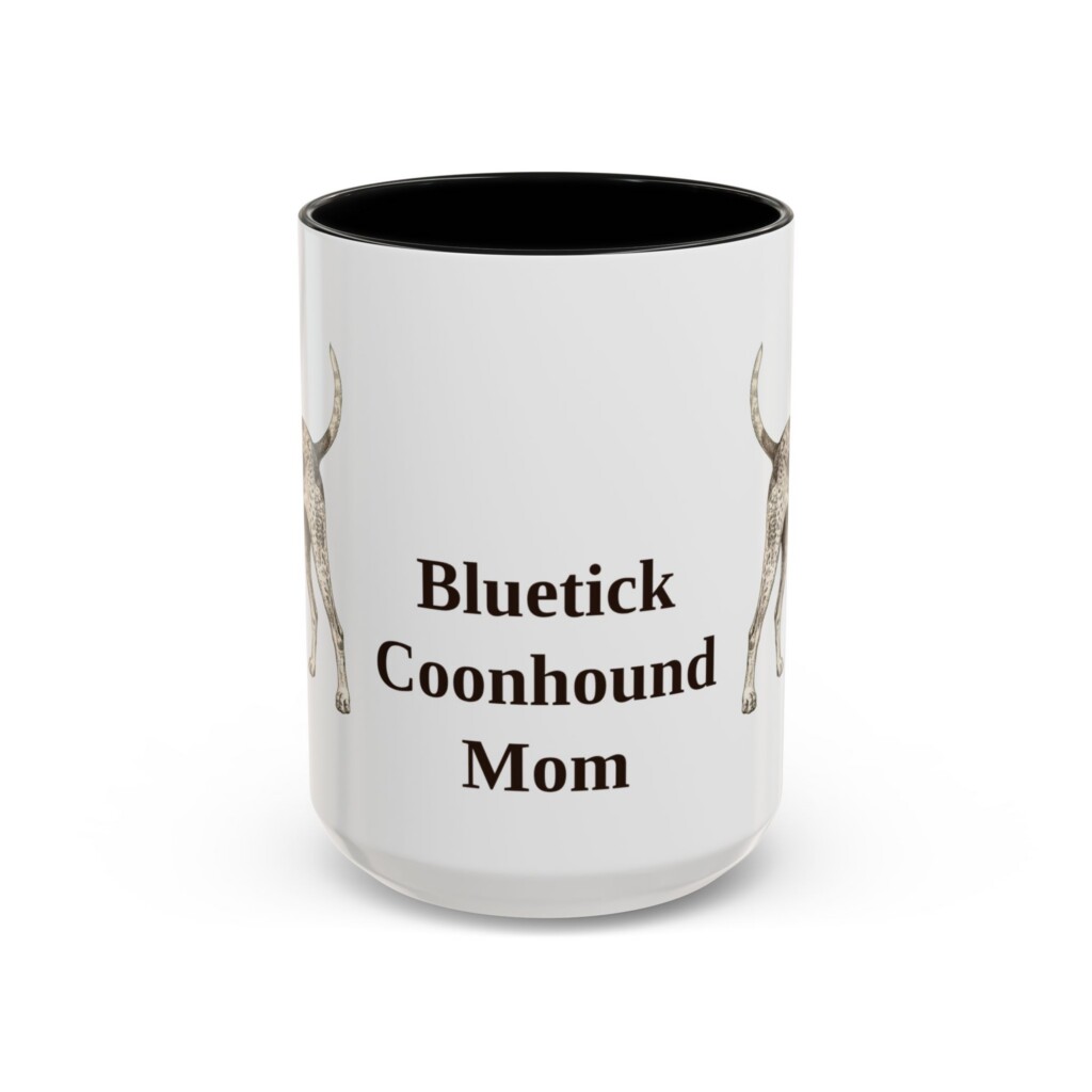 15oz Bluetick Coonhound Dog Mom Mug, Vintage Sketch Coffee Mug, Dog Mom Gift